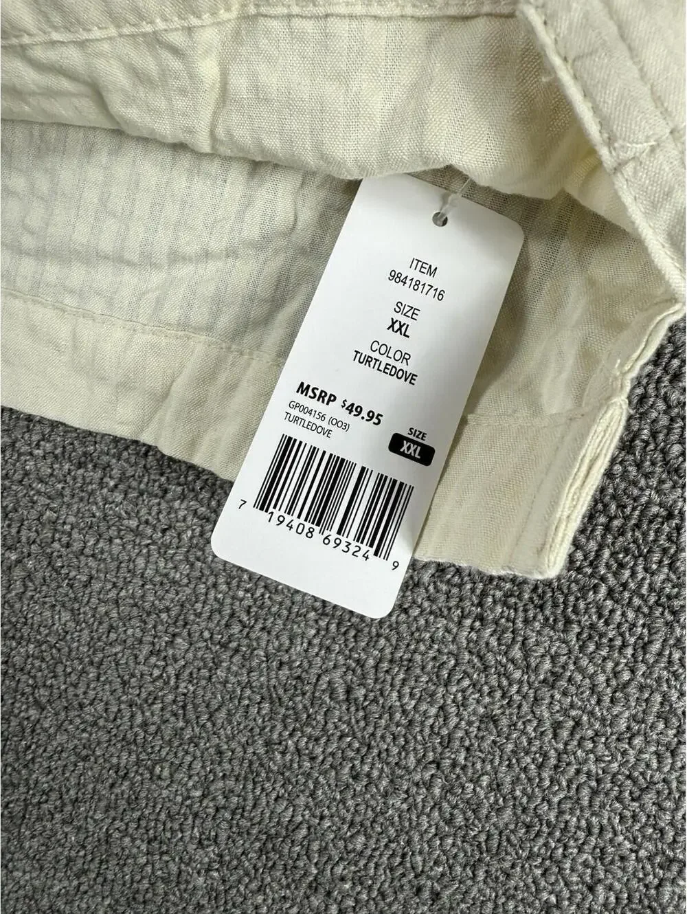 Gap Men's XXL Seersucker Short Sleeve Camp Collar Button Front Shirt Cream NWT - Picture 4 of 8